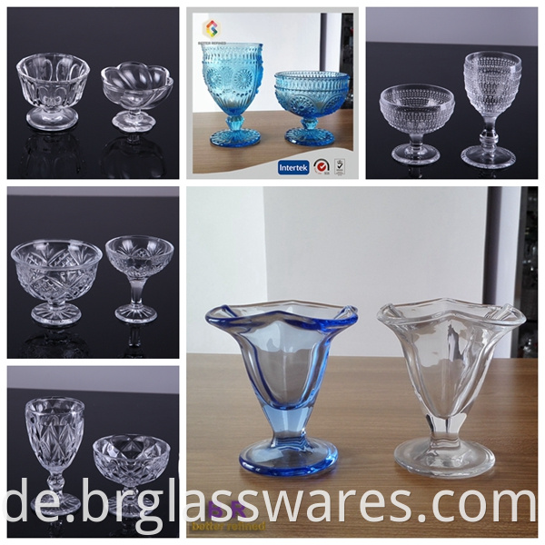 various ice cream glass cups